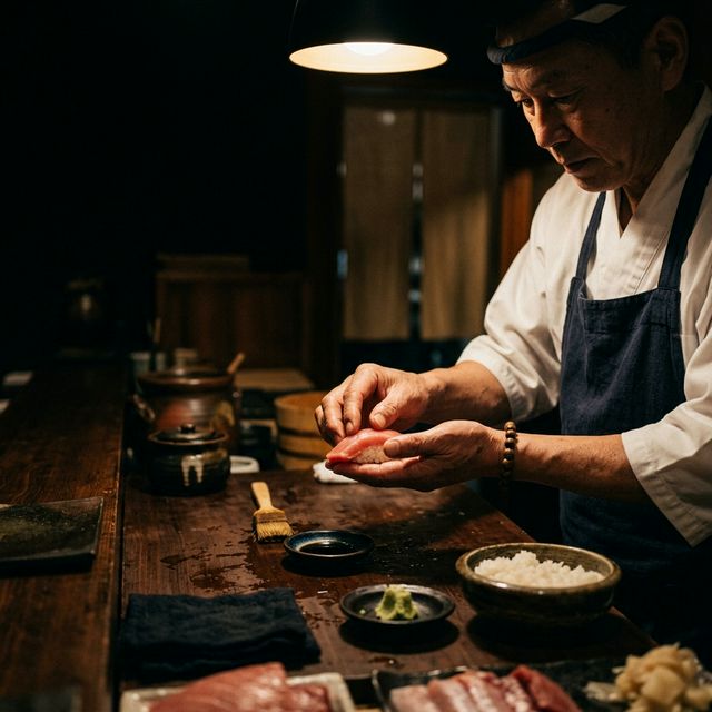 Chef preparando sushi en KonMiSushi